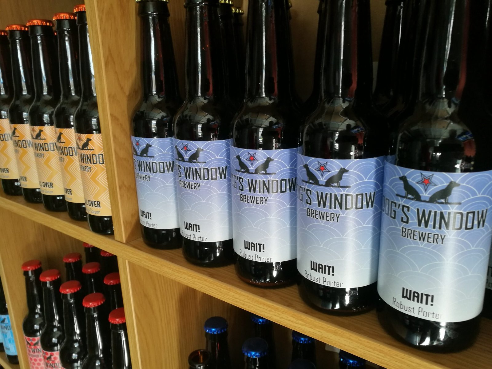 porter bottles on shelf