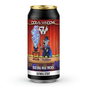 Dog's Window Brewery Old Dog New Tricks Oatmeal Stout craft beer can.